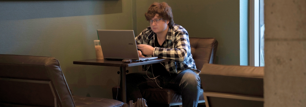 Student working on laptop