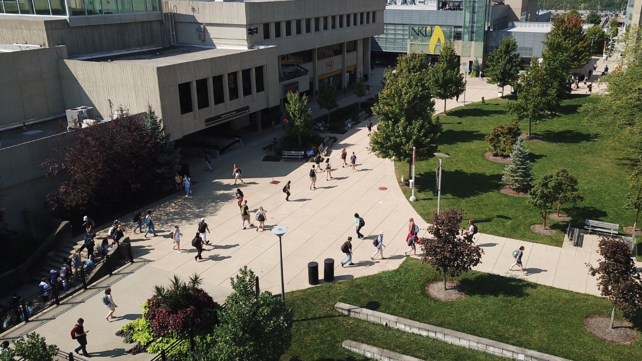 An aerial view of campus